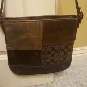 Brown Coach cross-body purse